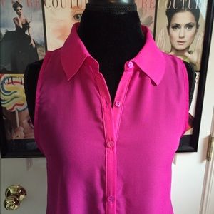 H.I.P Magenta Sheer Pink Button Down Tank Juniors Medium